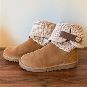 UGG Tan Knit Cuff Boots Women 10.5